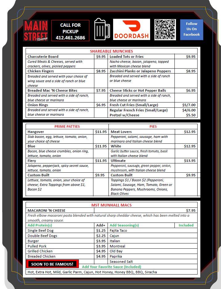 Main Street Tavern Menu image 2